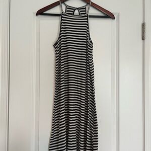 love, Fire Black and White Striped Midi Dress